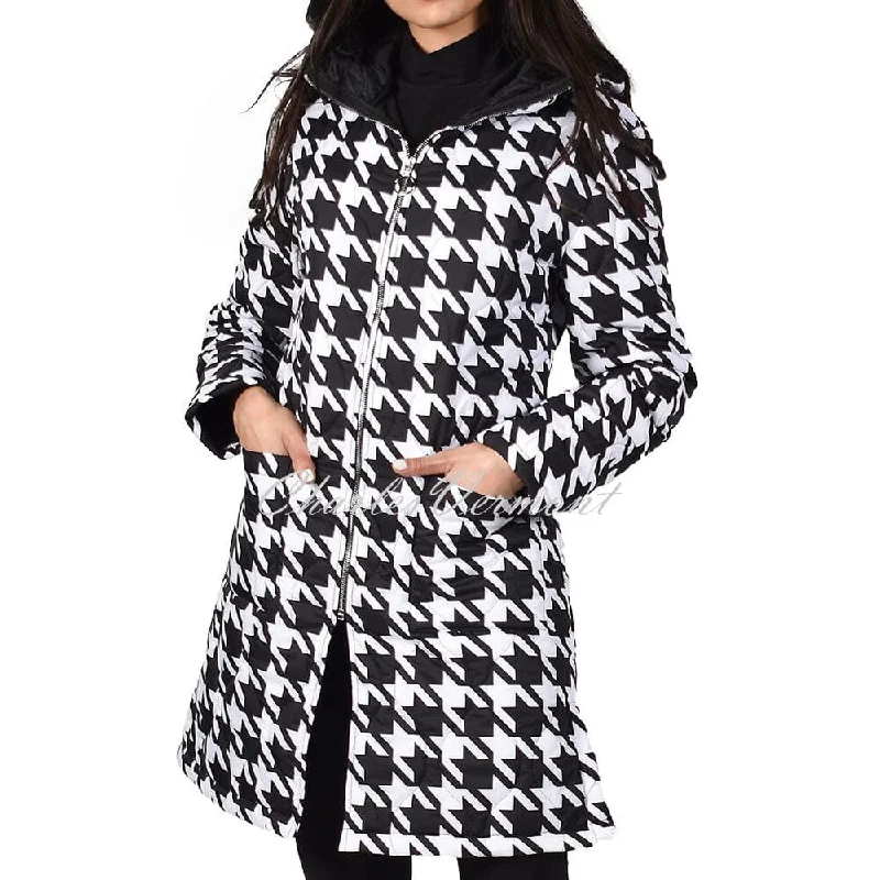 Frank Lyman Houndstooth Hooded Coat – Style 214104U