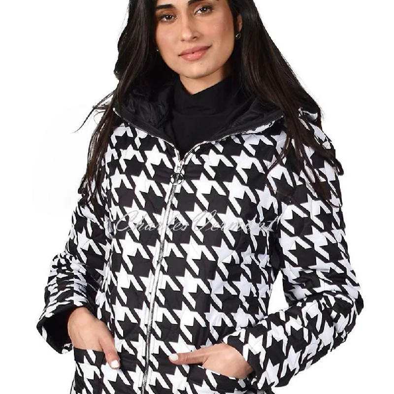 Frank Lyman Houndstooth Hooded Coat – Style 214104U