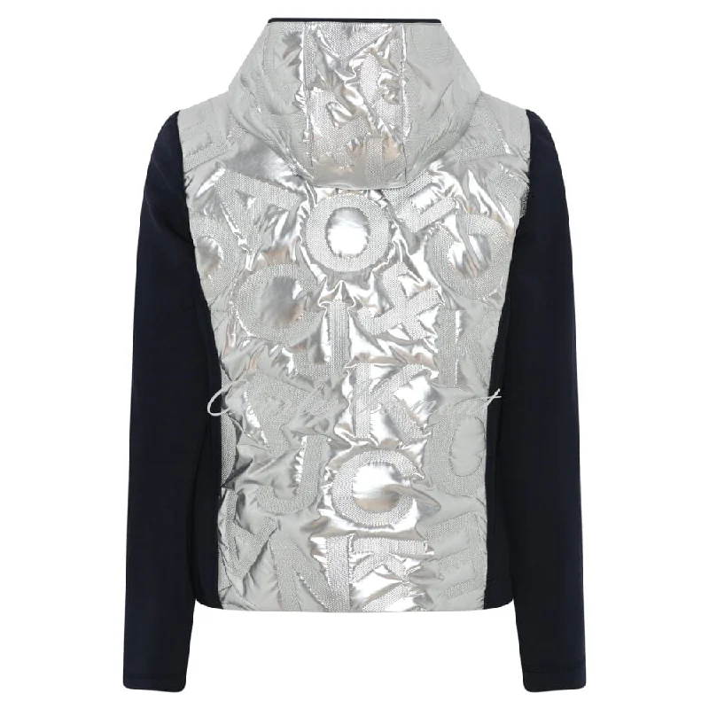 I'cona Embossed Letter Print Jacket With Hood- Style 67138-60139-91 (Navy / Silver)