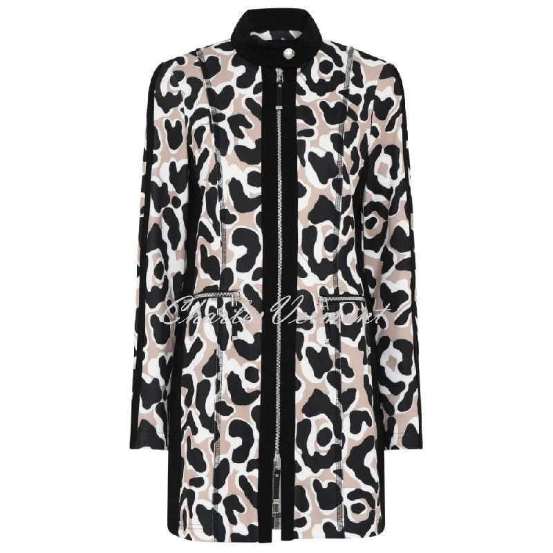 I'cona Longline Animal Print Zip Jacket - Style 67136-60173-140