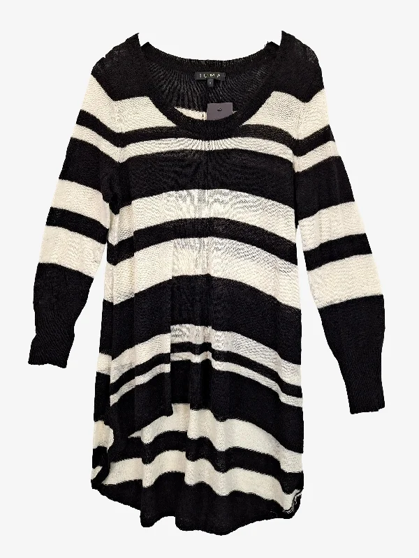 Jump Striped Loose Weave Knit Winter Jumper Size M