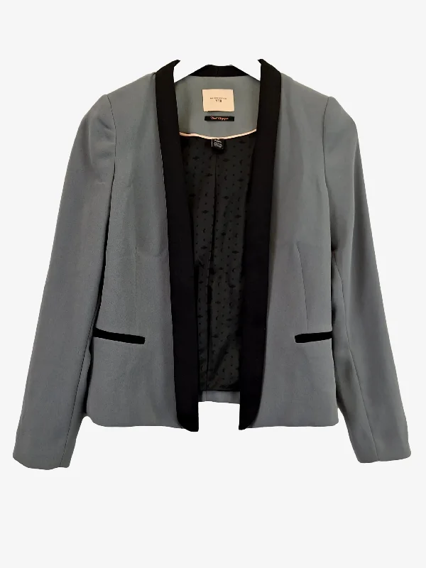 Maison Scotch Steel Grey Tailored Open Cropped Blazer Size 6