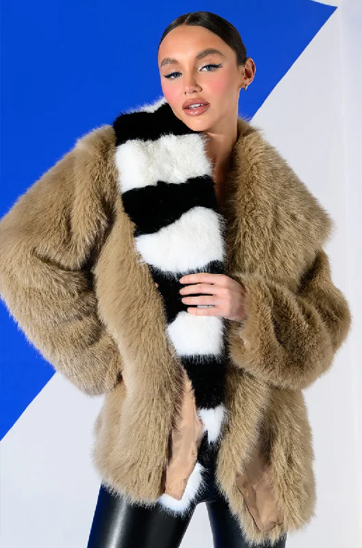 OVERSIZE SOFT FAUX FUR STRIPE JACKET