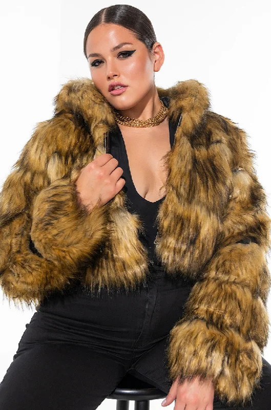 PLUS GRACELLE FAUX FUR CROPPED JACKET