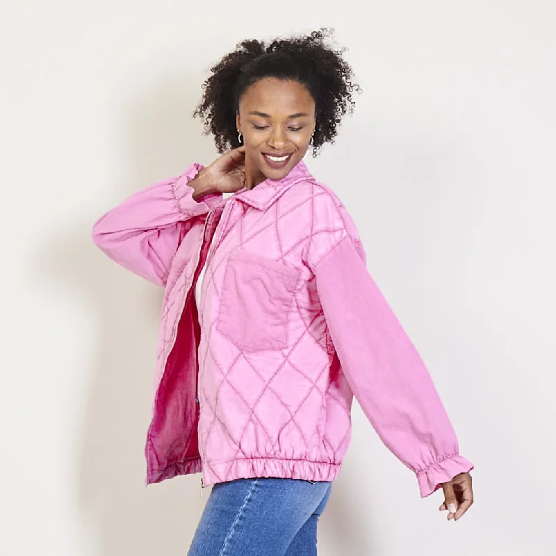 Quilted zip up jacket wholesale