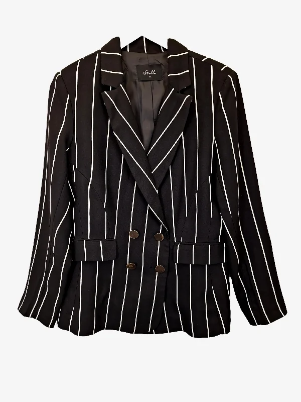 Stella Black & White Striped Double Breasted Blazer Size 10