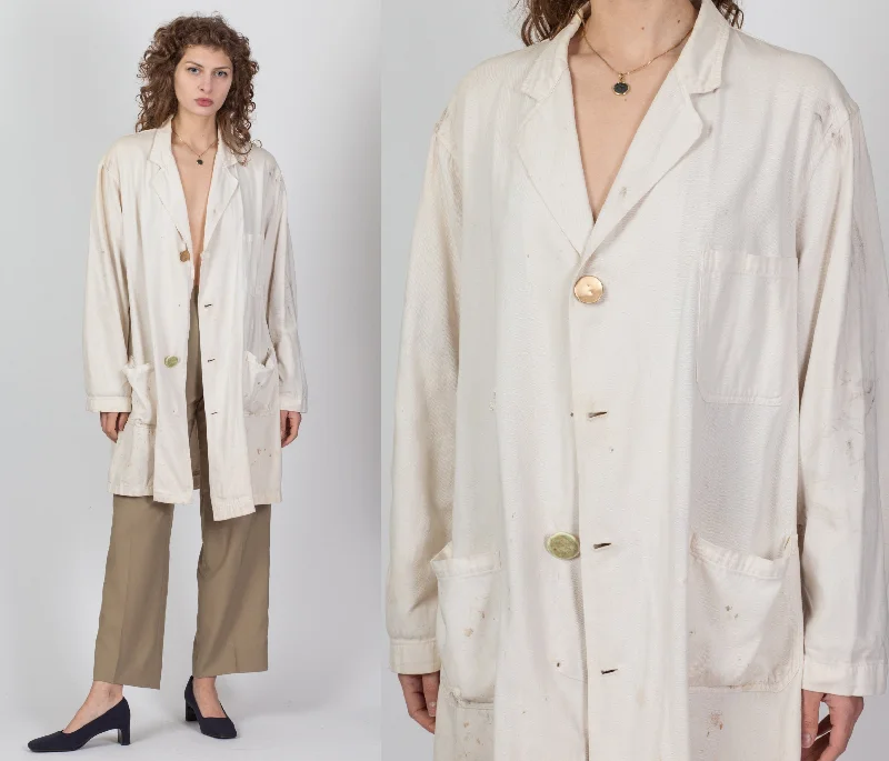 Vintage 1940s Fashion Seal Uniforms Distressed Lab Coat - Size 42, Men's Medium, Women's Large