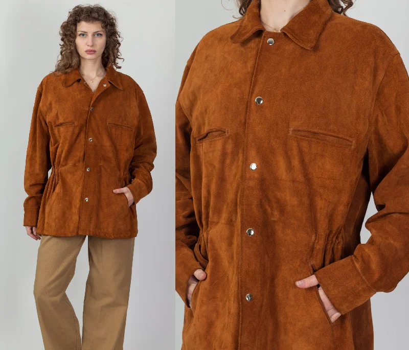 Vintage Soft Burnt Orange Suede Jacket - Men's Large, Women's XL