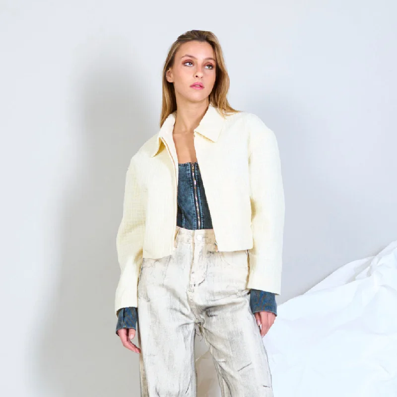 Woven cropped jacket wholesale