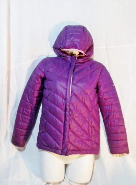 Youth Kids Girls COLUMBIA Puffer Jacket Coat Hood Down PURPLE M Childrens